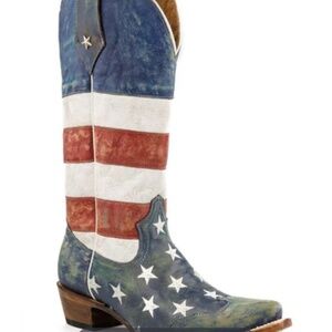 NWT: Women’s Leather Handmade Roper Americana Boot, Size 7